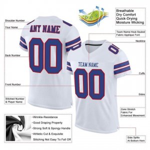 Custom White Royal-Red Mesh Authentic Football Jersey - image 4