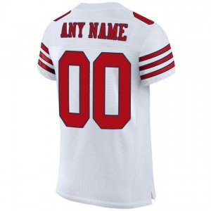 Custom White Red-Navy Mesh Authentic Football Jersey - image 3