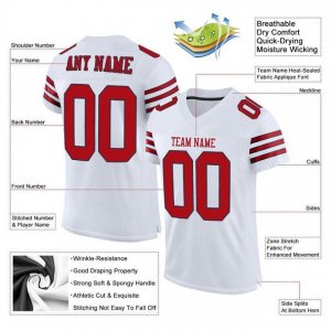 Custom White Red-Navy Mesh Authentic Football Jersey - image 4