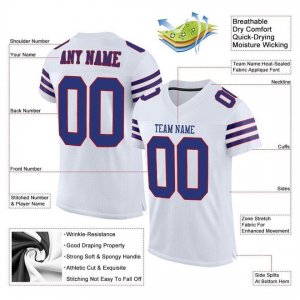 Custom White Royal-Red Mesh Authentic Football Jersey - image 4