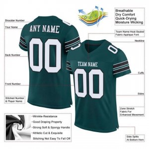 Custom Midnight Green White-Black Mesh Authentic Football Jersey - image 4