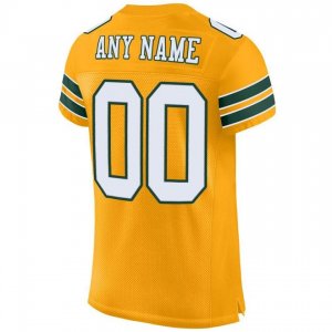 Custom Gold White-Green Mesh Authentic Football Jersey - image 3