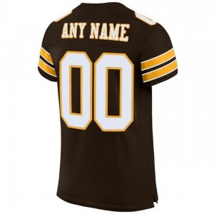 Custom Brown White-Gold Mesh Authentic Football Jersey - image 4