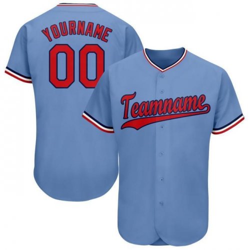 Custom Navy Navy-Powder Blue Authentic Throwback Rib-Knit Baseball Jersey  Shirt