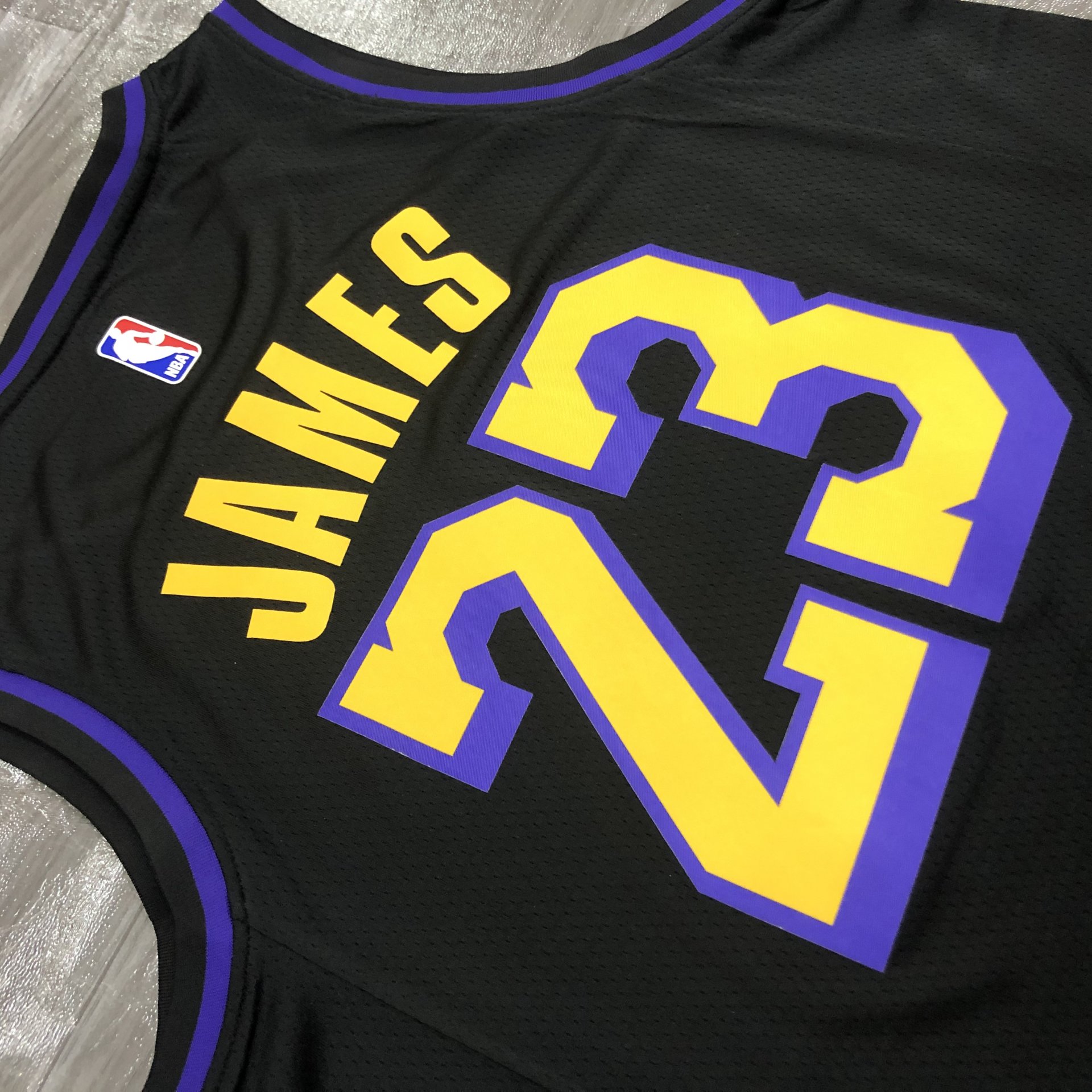 Lebron James Los Angeles Lakers #23 Black Yellow NBA Jersey Shirt Size Large