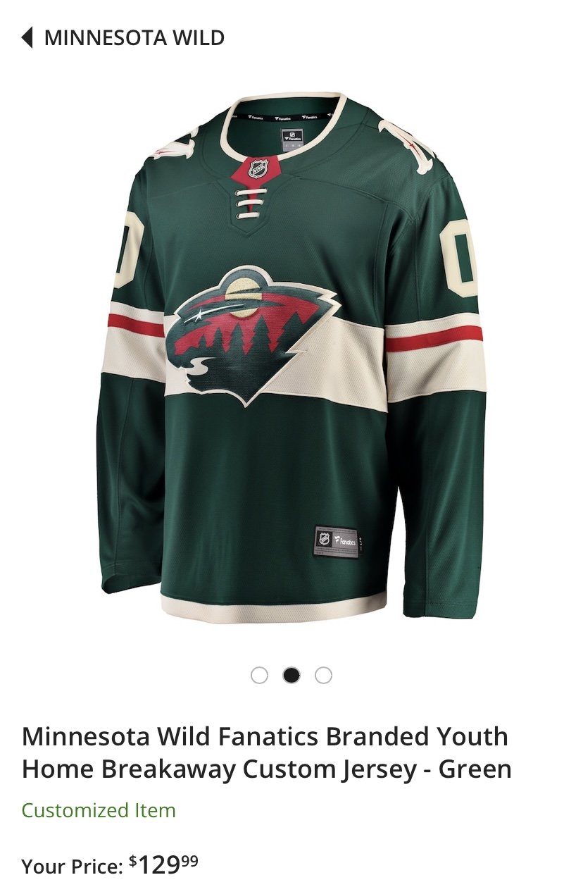 Minnesota Wild Fanatics Branded Youth Home Breakaway Custom Jersey - Green