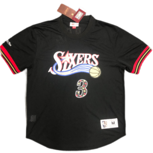 Philadelphia 76ers Allen Iverson #3 Mitchell&Ness Black Name And Number Mesh Top - image 3