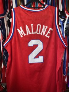 Moses Malone Philadelphia 76ers Reebok HWC Swingman NBA Jersey Red Men Size L - image 6