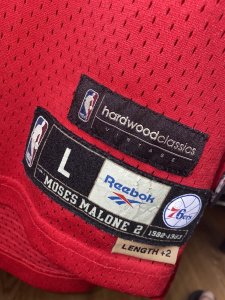 Moses Malone Philadelphia 76ers Reebok HWC Swingman NBA Jersey Red Men Size L