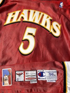 Dion Glover Atlanta Hawks Game Team Issued Champion 1999-2000 NBA Jersey Red #5 - image 6