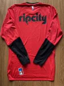 Portland Trail Blazers Game Issued 2018-2019 Warmup Long Sleeve Shirt NBA Nike L - image 3