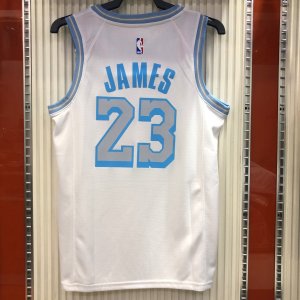 Los Angeles Lakers LeBron James #23 Nike White 2020-2021 Swingman Jersey - City Edition - image 4