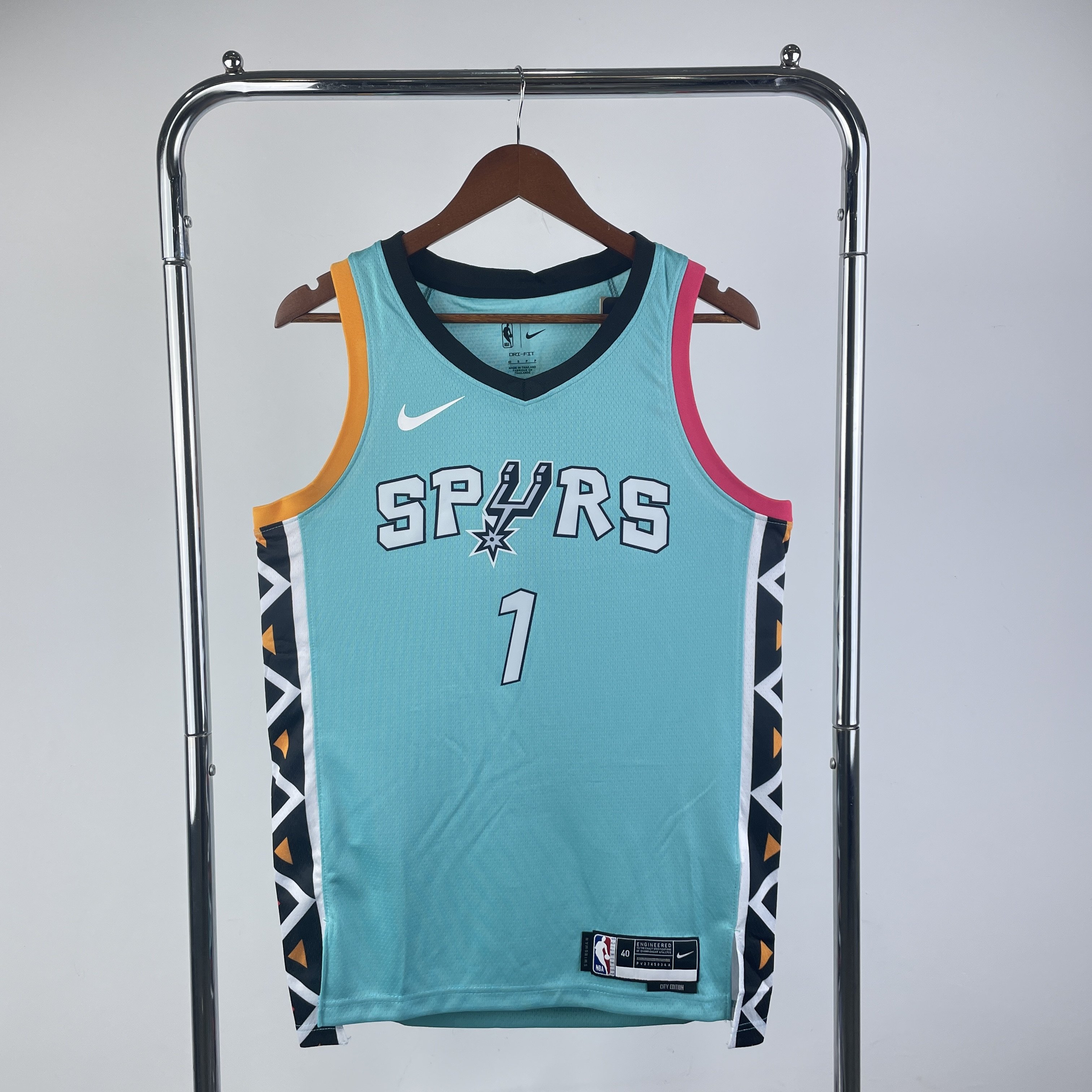 Custom 2022-23 San Antonio Spurs Teal 00 50th Anniversary Jersey