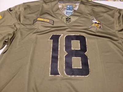 JUSTIN JEFFERSON MINNESOTA VIKINGS OLIVE SALUTE TO SERVICE MEN XL JERSEY. NEW. STITCHED
