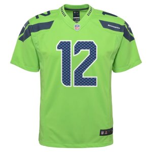 12th Fan Seattle Seahawks Nike Youth Game Jersey Neon Green - image 3