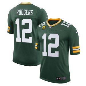Aaron Rodgers Green Bay Packers Nike Captain Vapor Limited Jersey Green