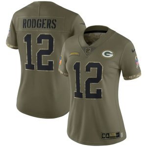 Aaron Rodgers Green Bay Packers Nike Women's 2022 Salute To Service Limited Jersey Olive
