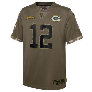Aaron Rodgers Green Bay Packers Nike Youth 2022 Salute To Service Player Limited Jersey Olive