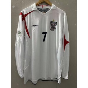 2006 Eng-lan BECKHAM GERRARD Long sleeve Top Quality Home Retro Football Jersey custom T-shirt - image 4