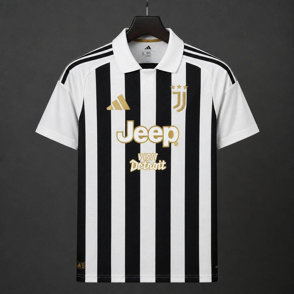 Juventus - 26-27 Juventus Home Jersey With Jeep Visit Detroit Sponsor