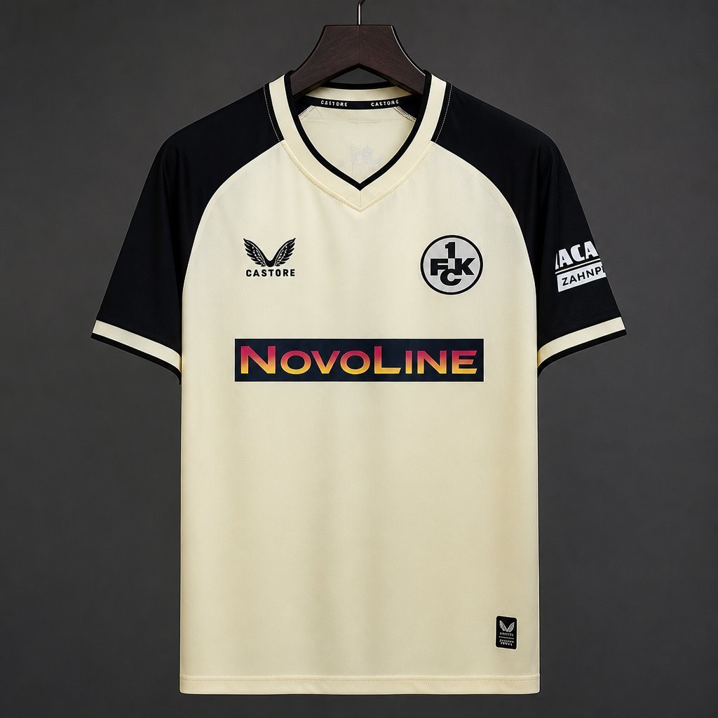 Bundesliga - 26-27 1. FC Kaiserslautern Cream with Black Sleeves Away Jersey