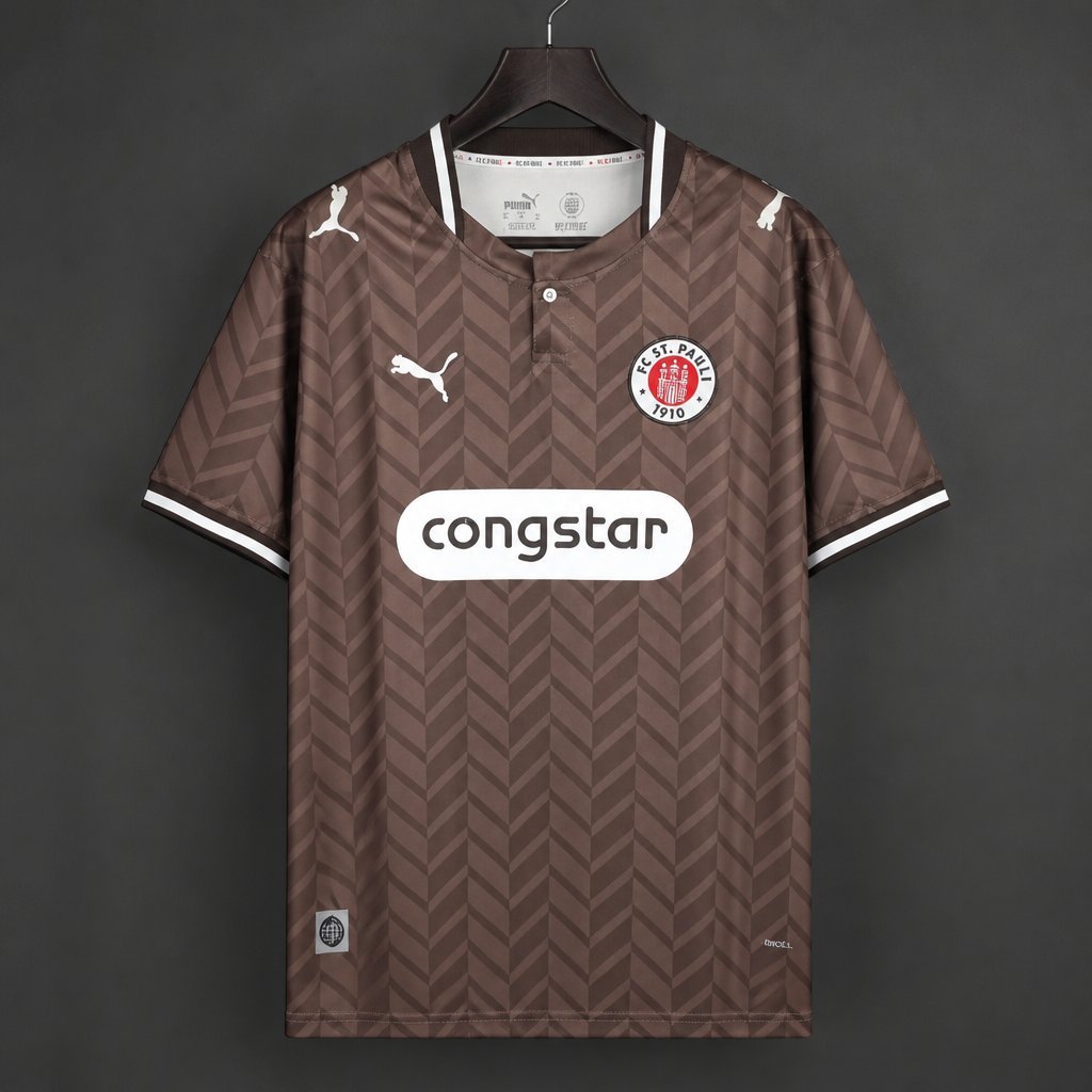 Bundesliga - 26-27 FC St. Pauli Brown with Chevron Pattern Home Jersey