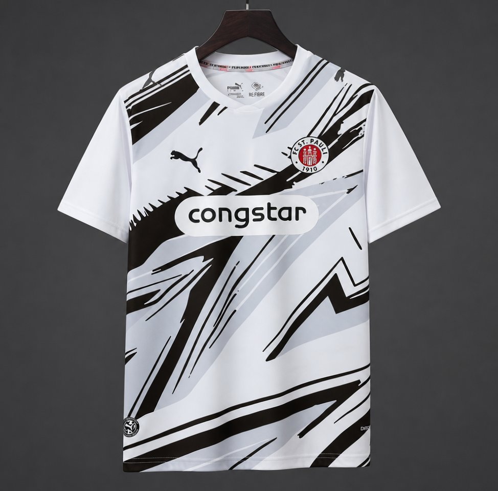 Bundesliga - 26-27 FC St. Pauli White with Black Graphic Away Jersey