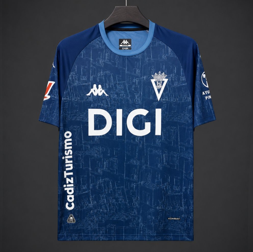 La Liga - 26-27 Cádiz CF Navy Blue with City Blueprint Pattern Away Jersey