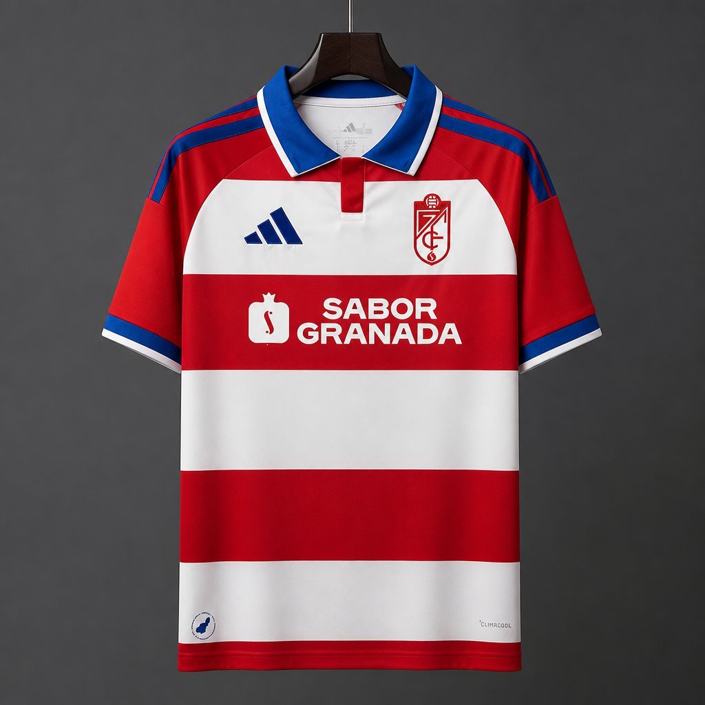 La Liga - 26-27 Granada CF Red & White Hoops Home Jersey