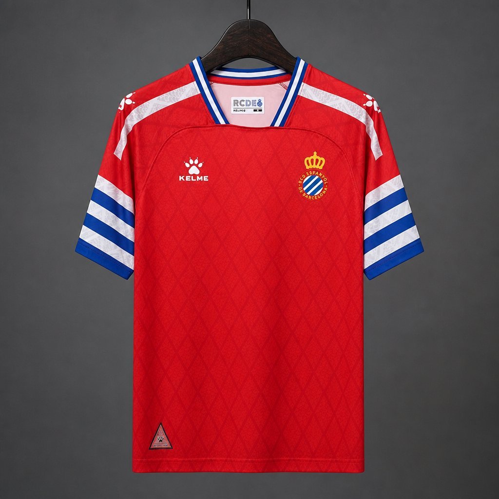 La Liga - 26-27 RCD Espanyol Red with Blue & White Stripe Away Jersey