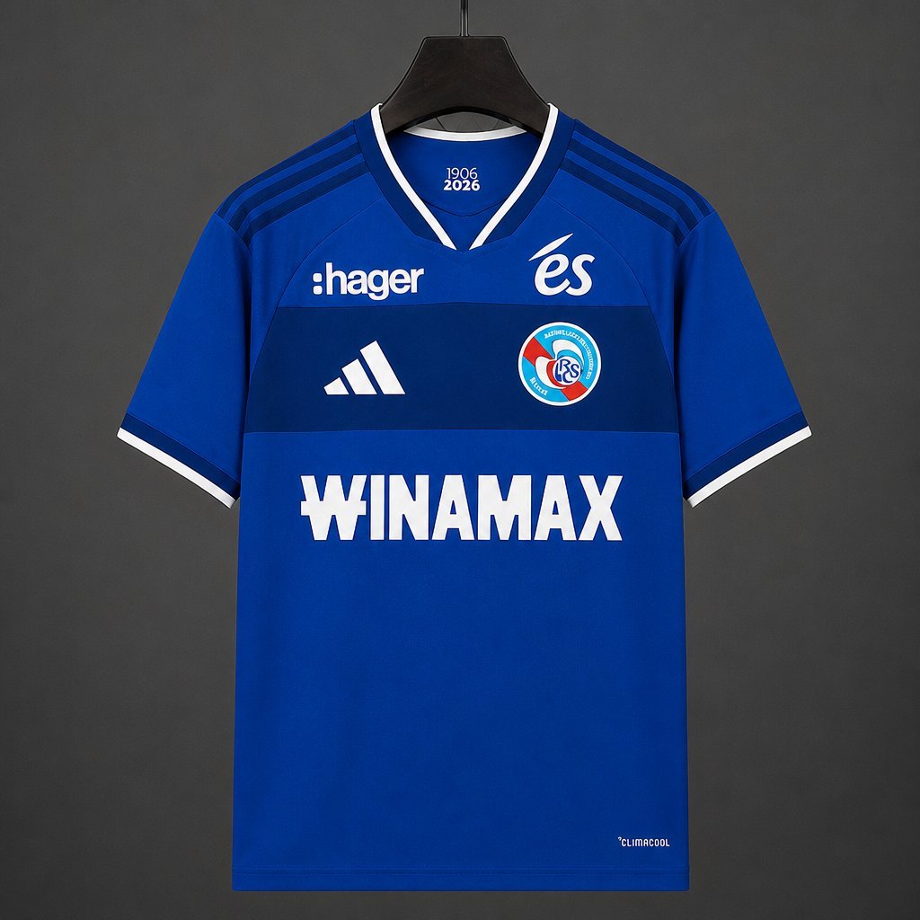 Ligue 1 - 26-27 RC Strasbourg Alsace Home Blue with Dual-Tone Blue Panel Jersey