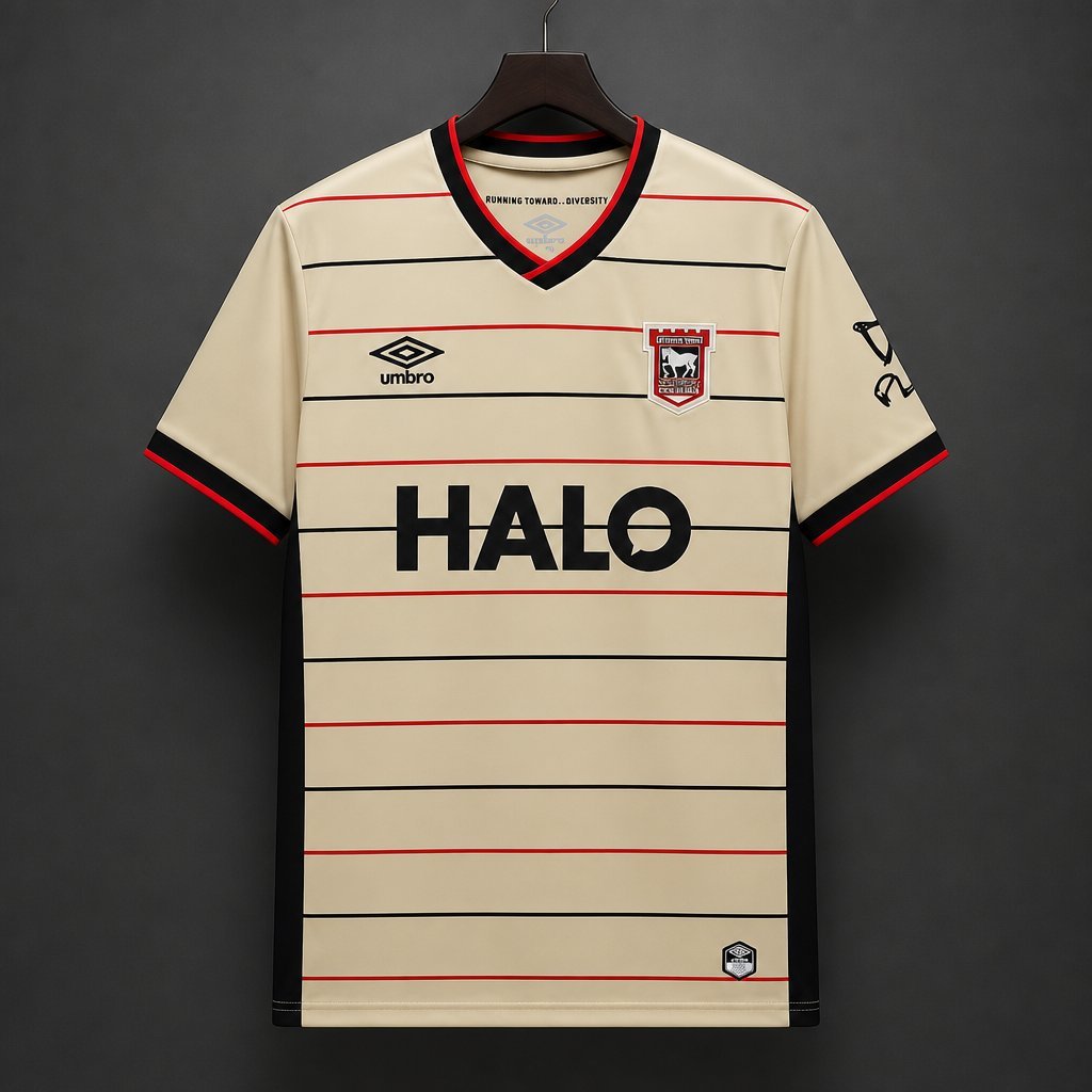 Premier League - 26-27 Ipswich Town Cream with Black & Red Stripes Away Jersey