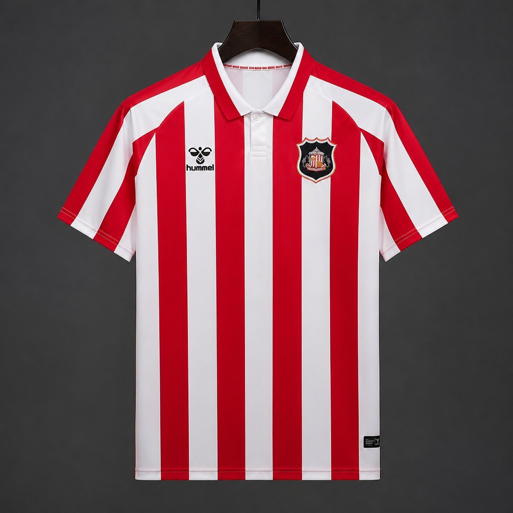 Premier League - 26-27 Sunderland AFC Red & White Stripes Home Jersey