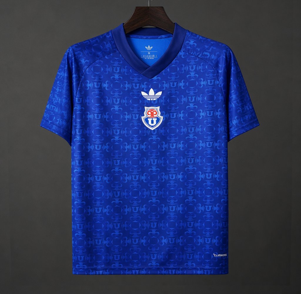 Cile - 26-27 Club Universidad de Chile Blue with Monogram Pattern Home Jersey