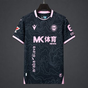 La Liga - 26-27 Deportivo Alavés Black with Pink Topographic Pattern Away Jersey - image 1