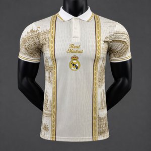 La Liga - 26-27 Real Madrid City Edition Cream with Gold and Polo Collar Jersey - image 1