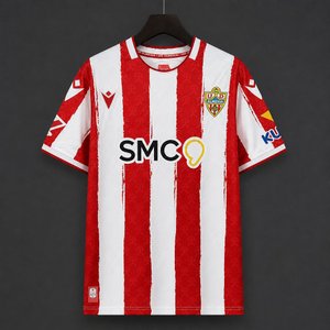 La Liga - 26-27 UD Almería Red & White Brush Stripes Home Jersey - image 1