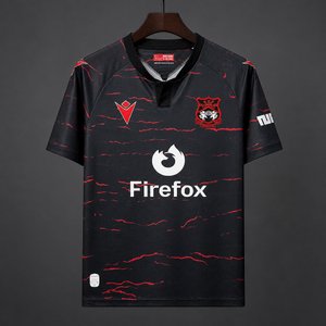 Premier League - 26-27 Wrexham AFC Black with Red Wave Pattern Away Jersey - image 1