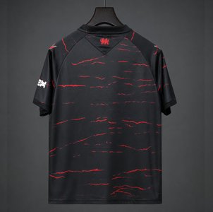 Premier League - 26-27 Wrexham AFC Black with Red Wave Pattern Away Jersey - image 2