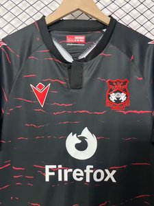 Premier League - 26-27 Wrexham AFC Black with Red Wave Pattern Away Jersey - image 3