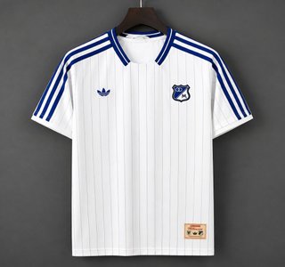 Colombia - 26-27 Adidas Originals Millonarios Vintage White Blue Pinstripe Jersey - image 1