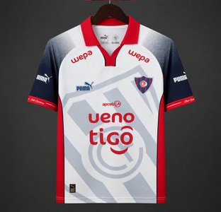 Paraguay - 2026-27 Cerro Porteño White with Navy Blue Sleeve Away Jersey - image 1