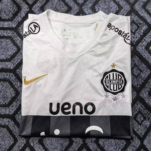 Paraguay - 26-27 Olimpia Home White with Black Checkered Panel Jersey - image 3