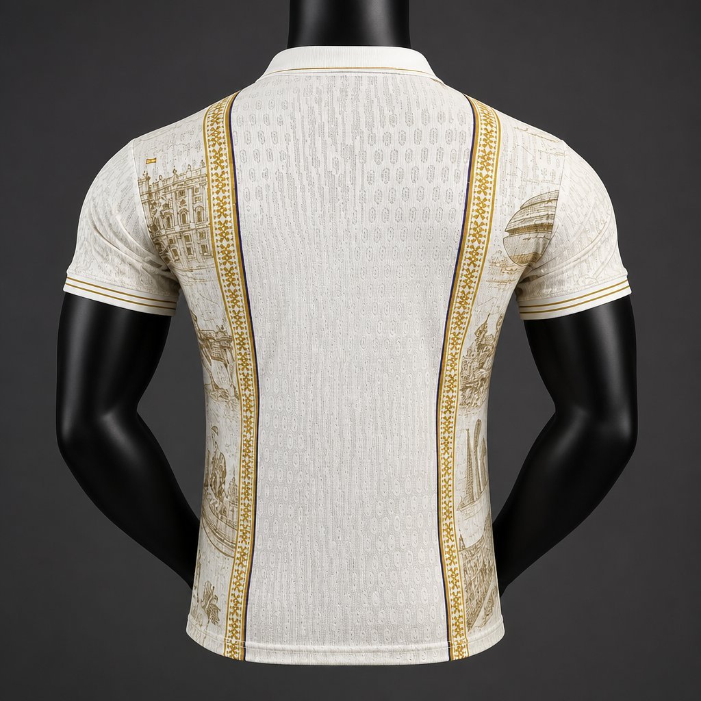 La Liga - 26-27 Real Madrid City Edition Cream with Gold and Polo Collar Jersey