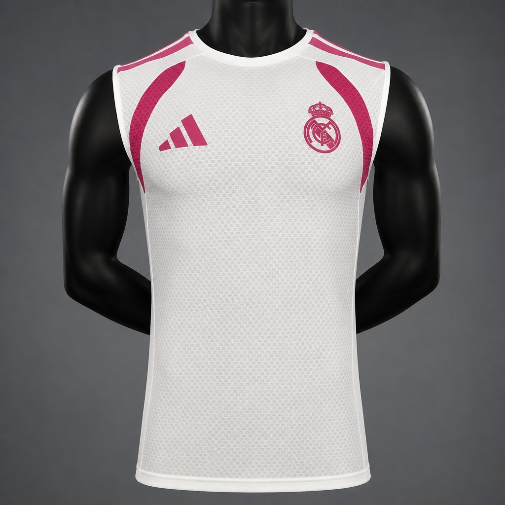 La Liga - 26-27 Real Madrid White with Pink Vest Jersey